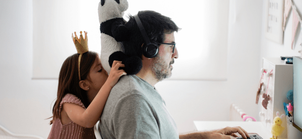 Dad and daughter work remote
