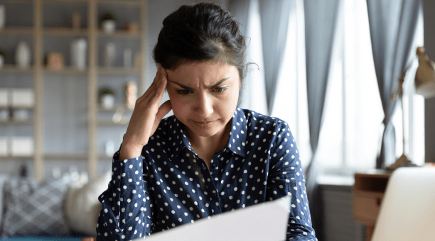 Woman confused by information 